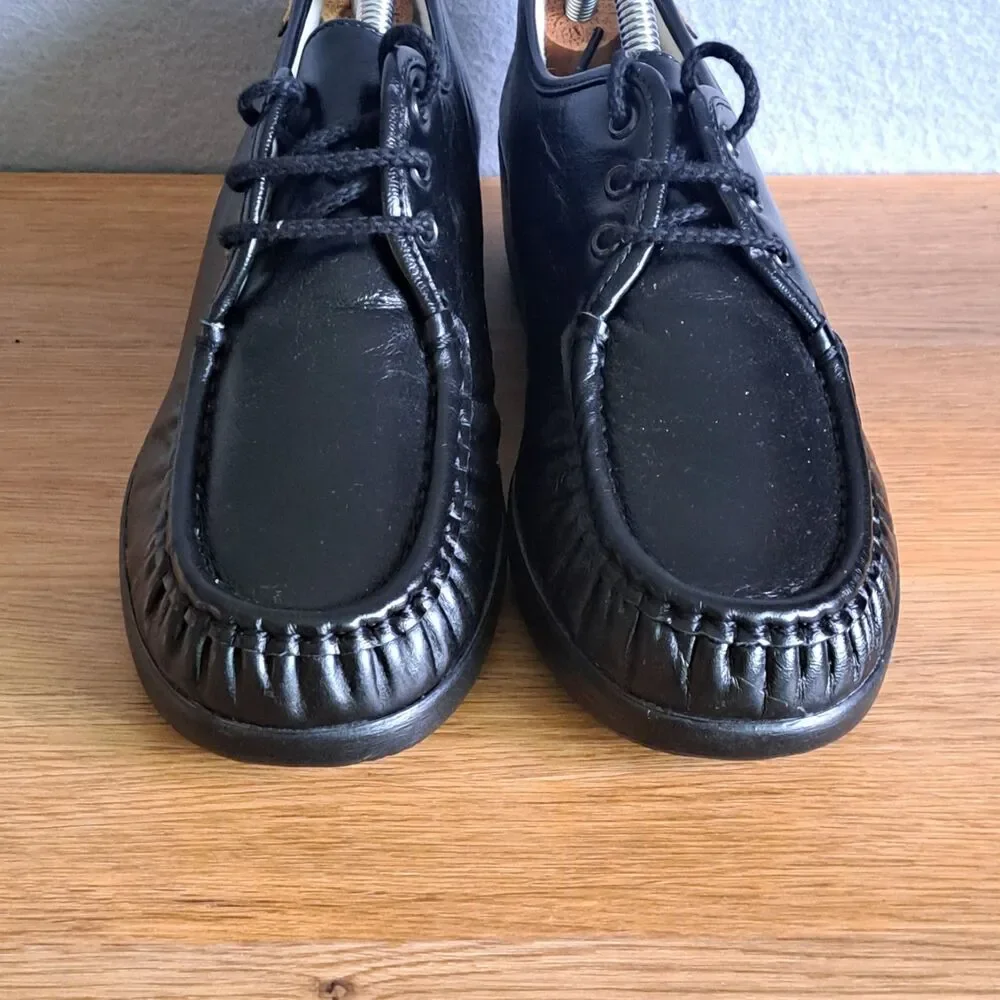 SAS Siesta Womend 9 N Narrow Black Leather Lace-Up Comfort Oxford Shoes Handmade